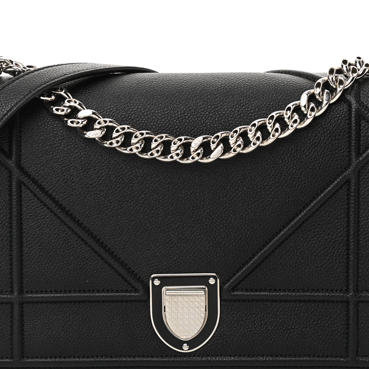 Grained Calfskin Medium Diorama Flap Bag Black