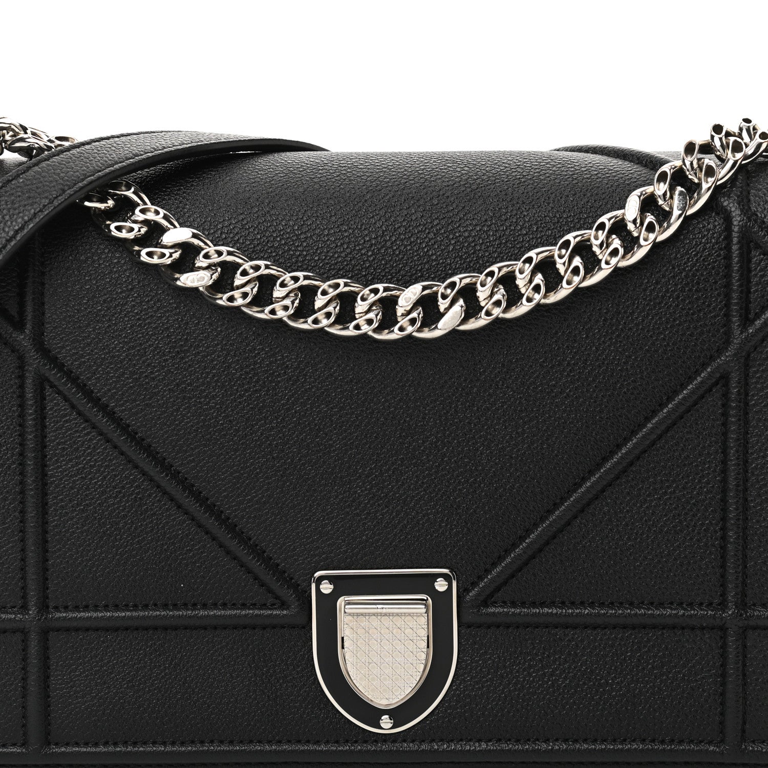 Christian Dior Grained Calfskin Medium Diorama Flap Bag Black 8 of 13
