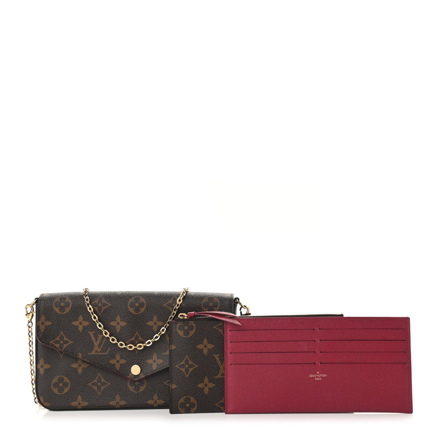 Monogram Pochette Felicie Chain Wallet Fuchsia
