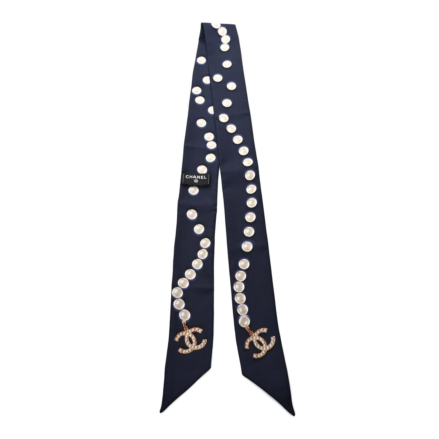 Silk Pearl CC Slim Bandeau Scarf Dark Navy