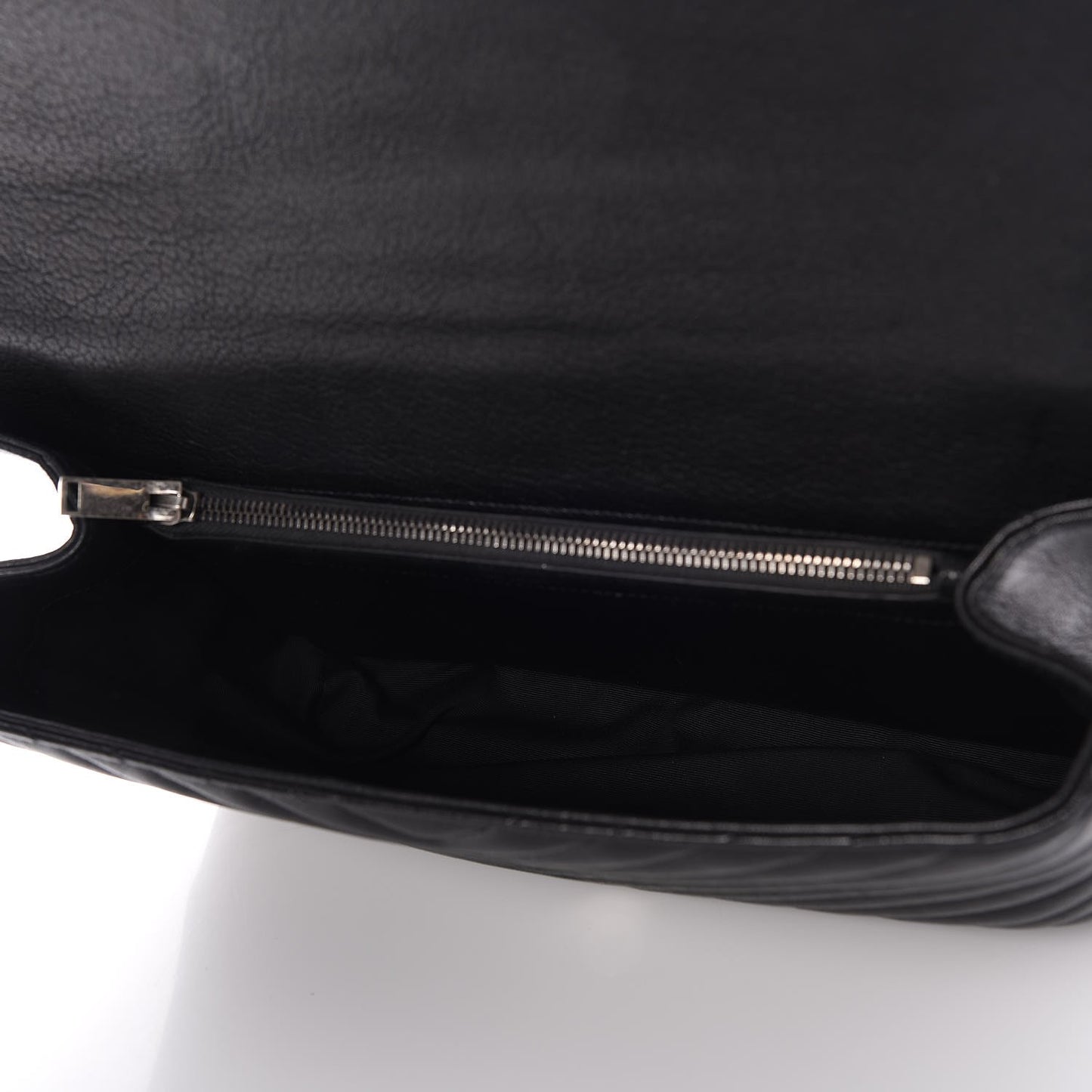 Sheepskin Matelasse Chevron Monogram Large College Satchel Black