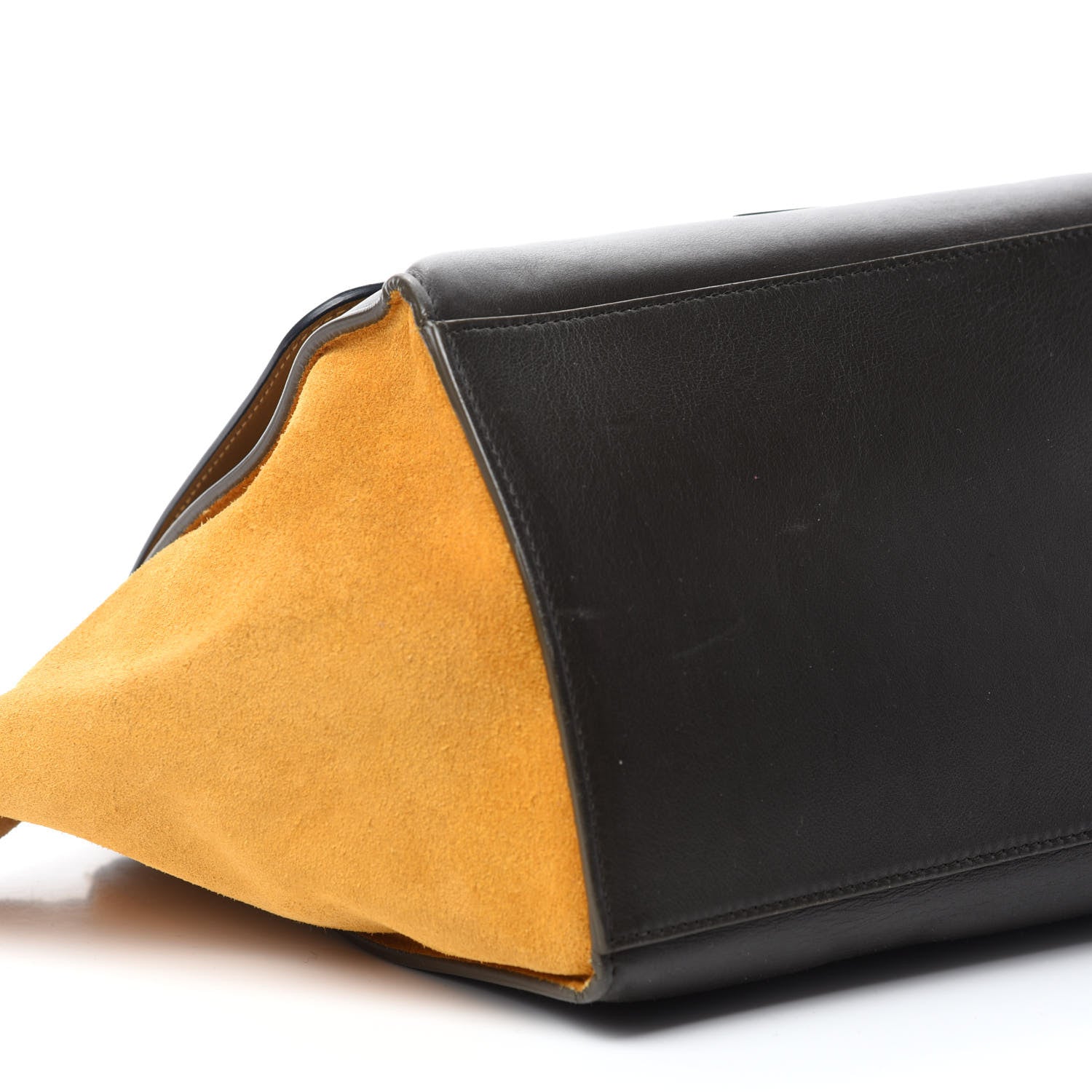 Celine Smooth Calfskin Suede Medium Tri-Color Trapeze Mustard 6 of 15