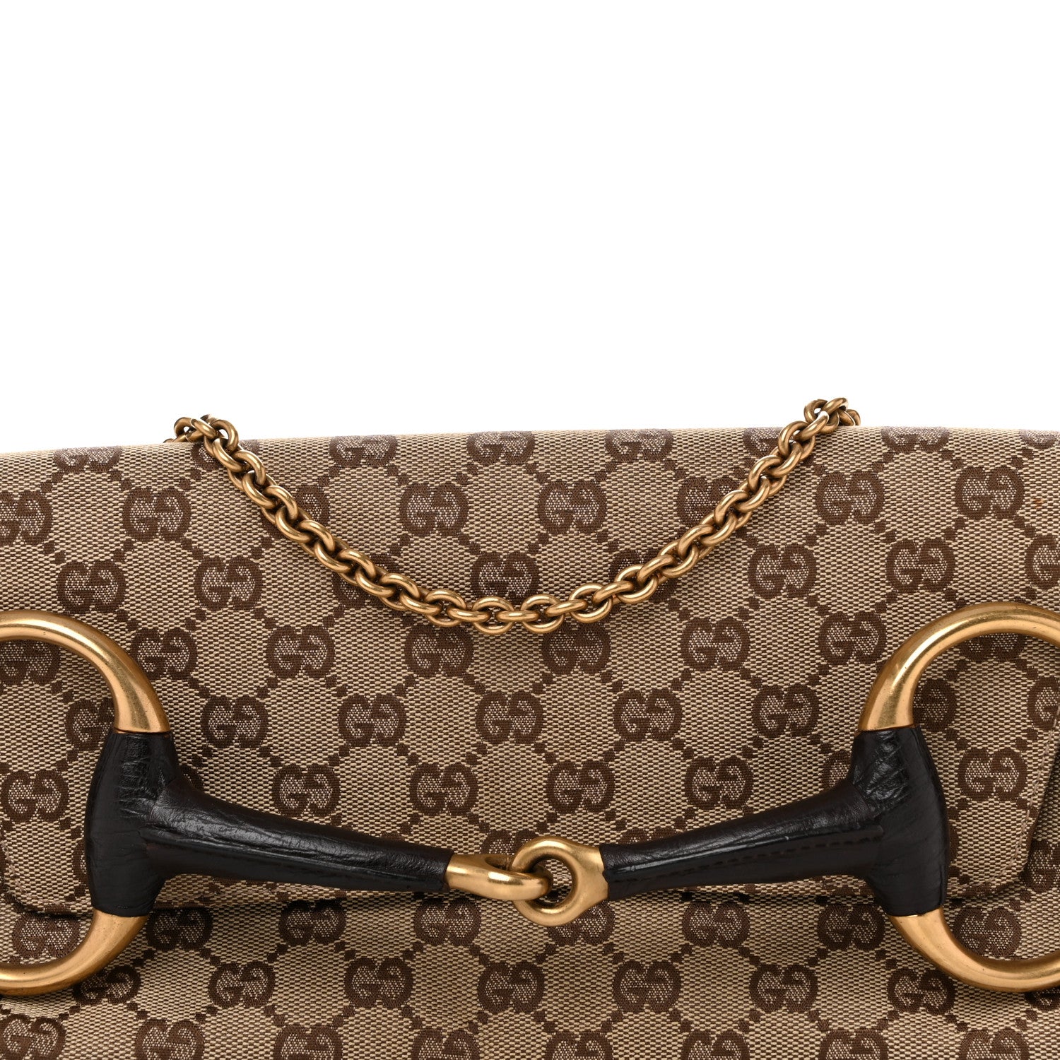 Gucci Monogram Horsebit Clutch Dark Brown 8 of 11