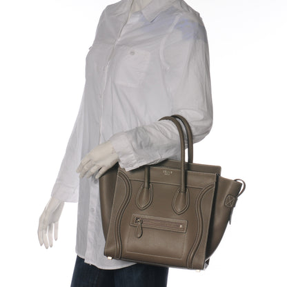 Celine Drummed Calfskin Micro Luggage Souris 2 of 8
