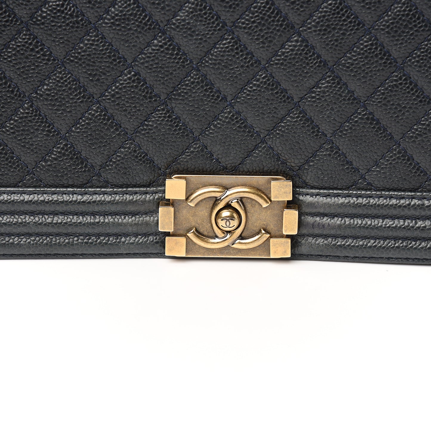 Caviar Quilted New Medium Boy Flap Dark Navy Blue