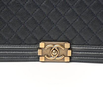 Chanel Caviar Quilted New Medium Boy Flap Dark Navy Blue 10 of 10