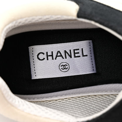 Chanel Suede Calfskin Fabric CC Sneakers 39 Dark Grey 7 of 8