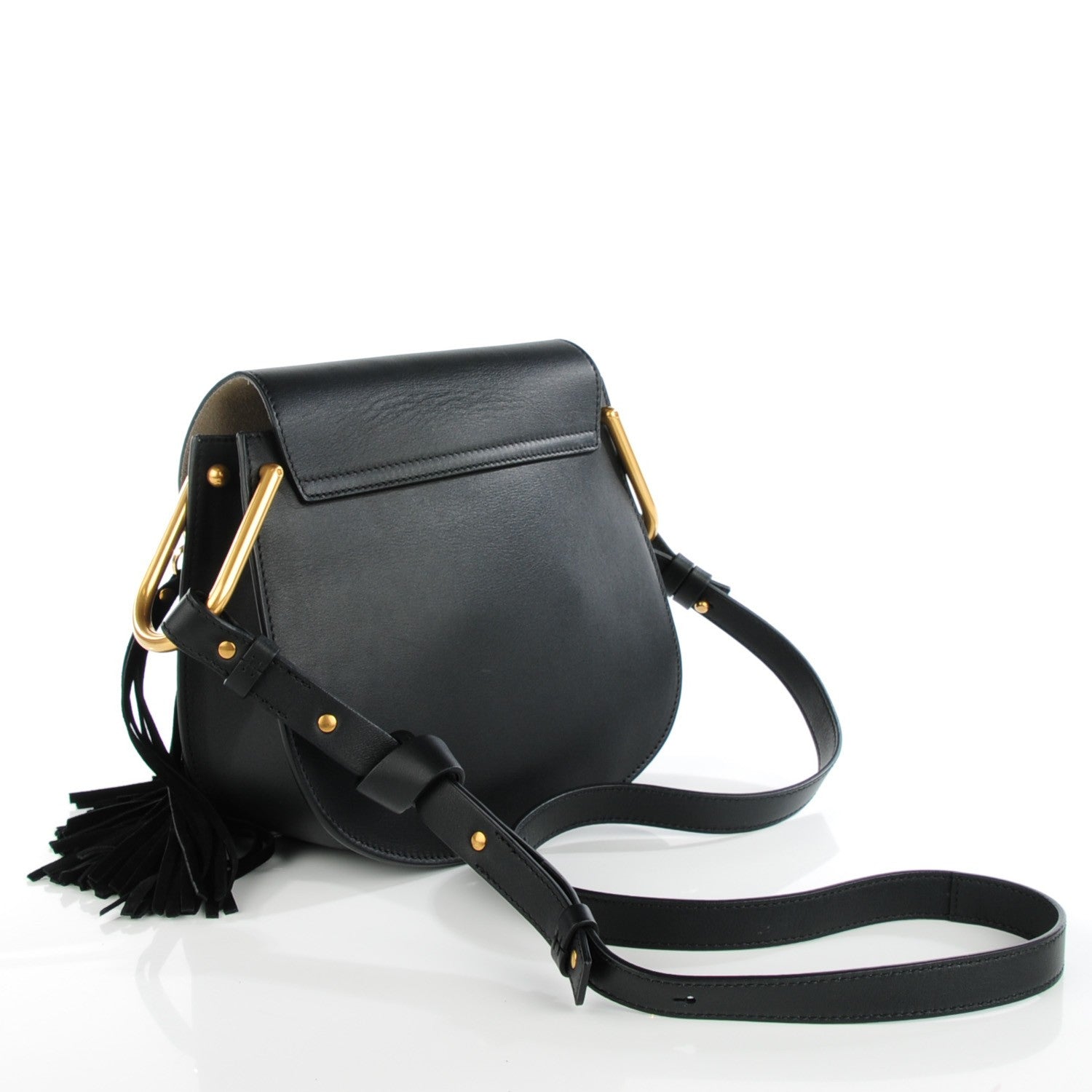 Chloe Calfskin Small Hudson Fringe Shoulder Bag Black 3 of 9