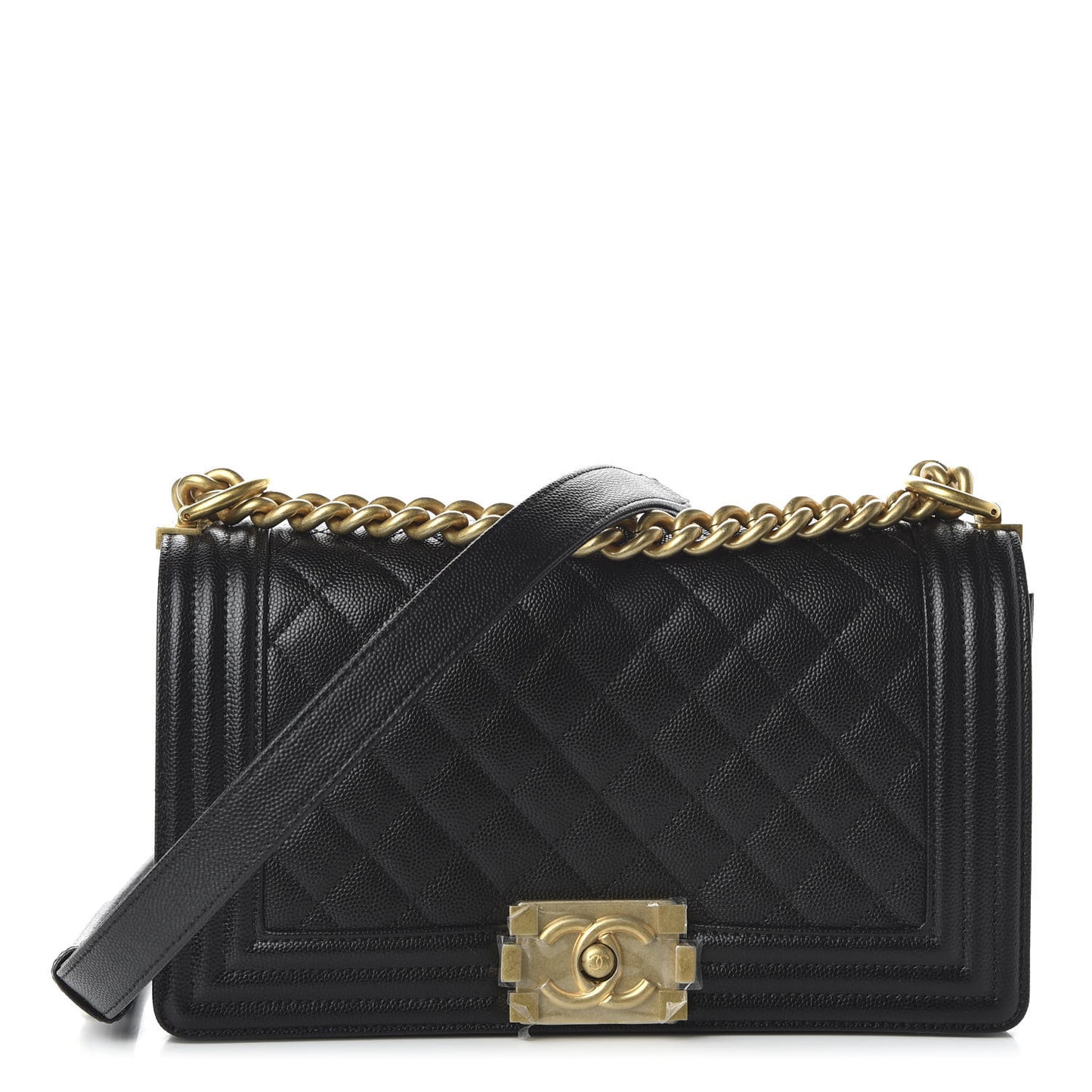 Caviar Quilted Medium Boy Flap Black