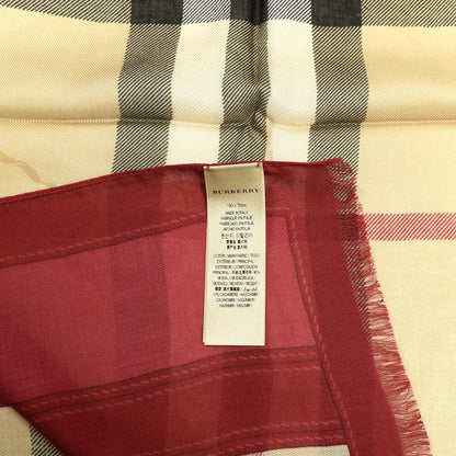Burberry Modal Cashmere Haymarket Check Color Border Scarf Red 4 of 4