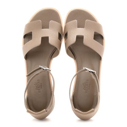Hermes Epsom Santorini Sandals 38 Etoupe 2 of 10