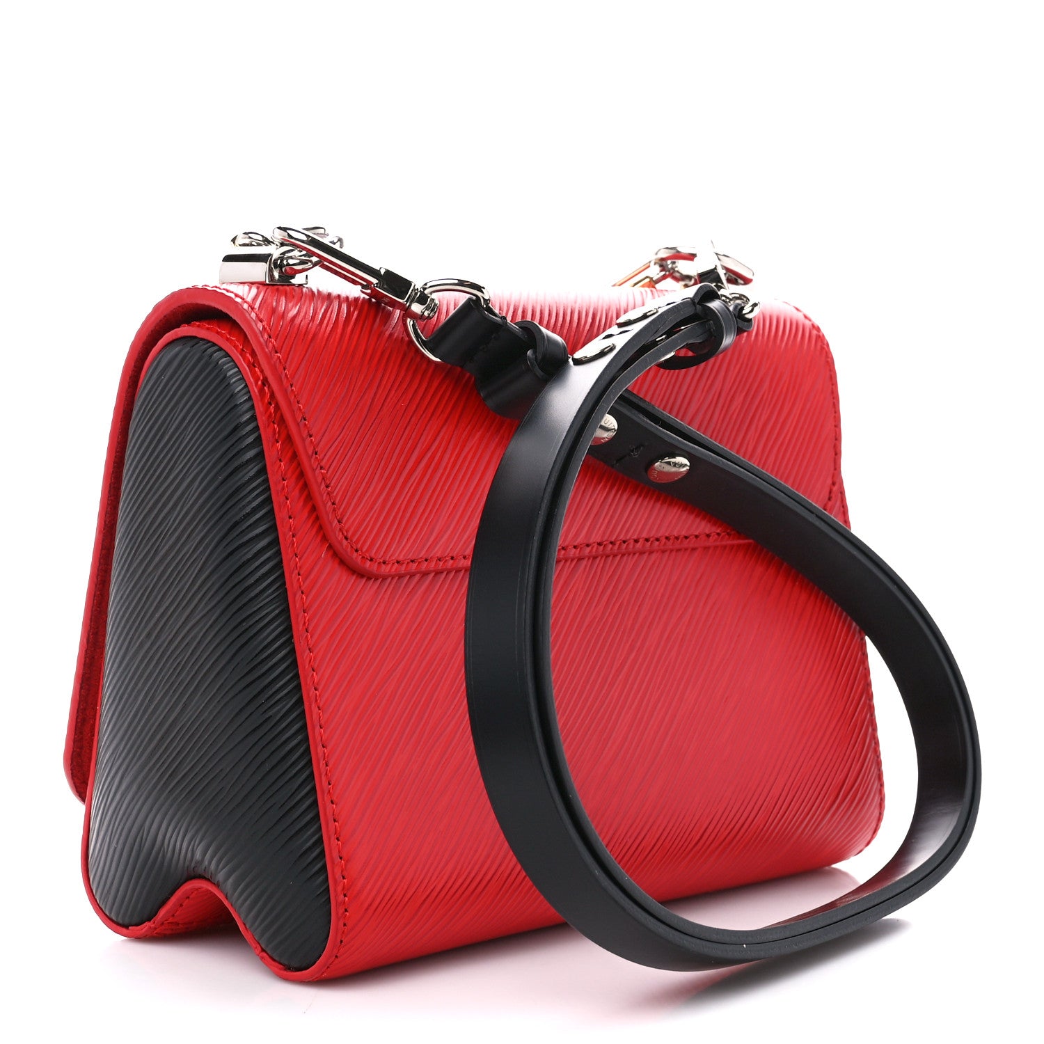 Louis Vuitton Epi Twist Bi-Color Love Lock Charm Shoulder Bag PM Red Black 4 of 10