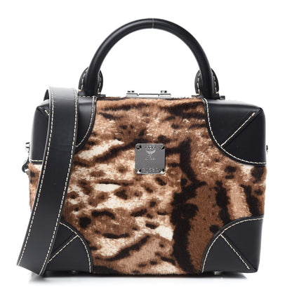 MCM Calfskin Calf Hair Leopard Soft Berlin Crossbody Black 1 of 9