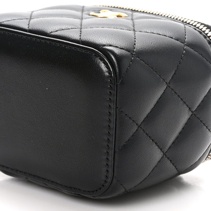 Chanel Lambskin Quilted Mini Pearl Crush Vanity Case With Chain Black 11 of 12
