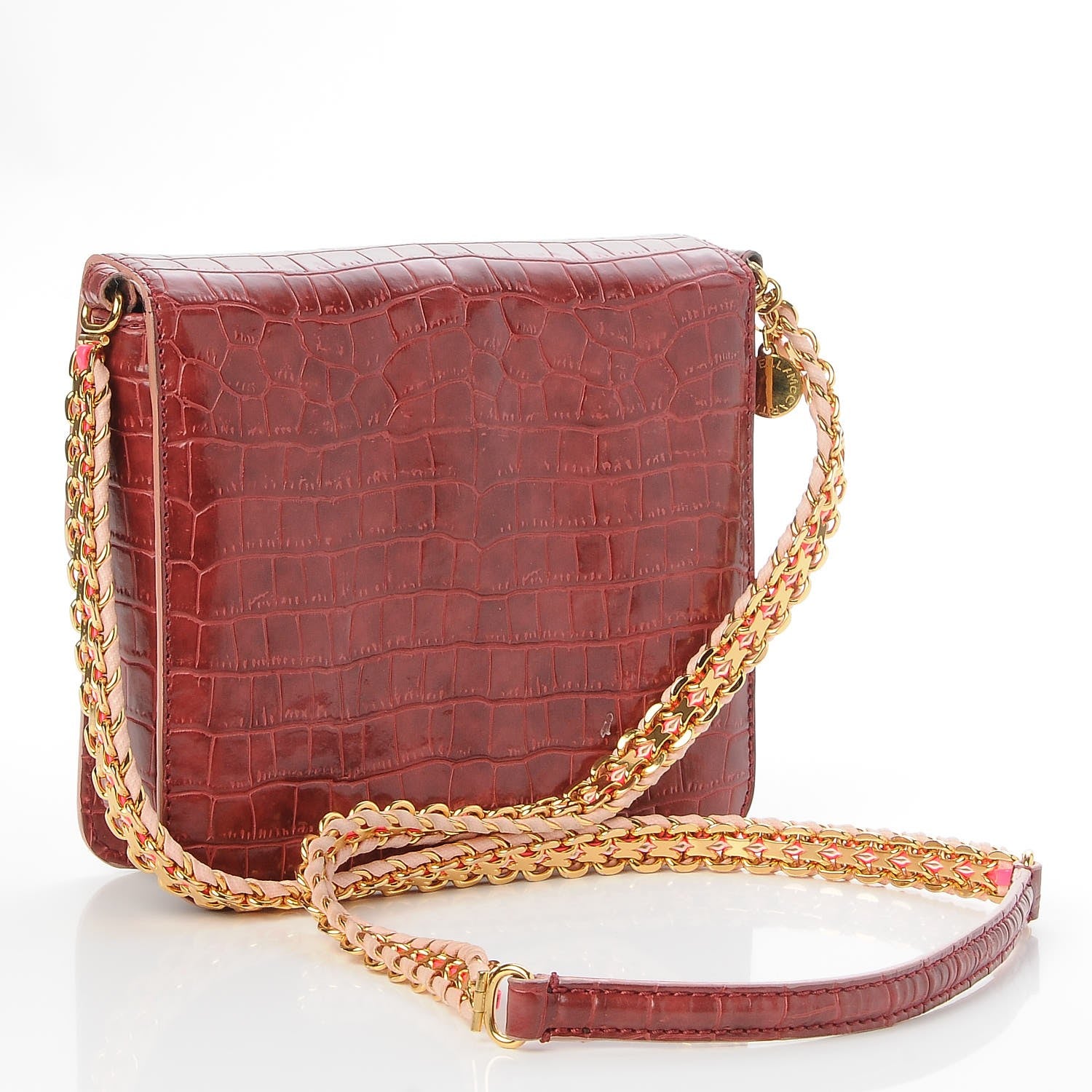 Stella McCartney Embossed Crocodile Effect Grace Burgundy 3 of 7