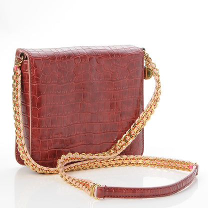 Stella McCartney Embossed Crocodile Effect Grace Burgundy 3 of 7