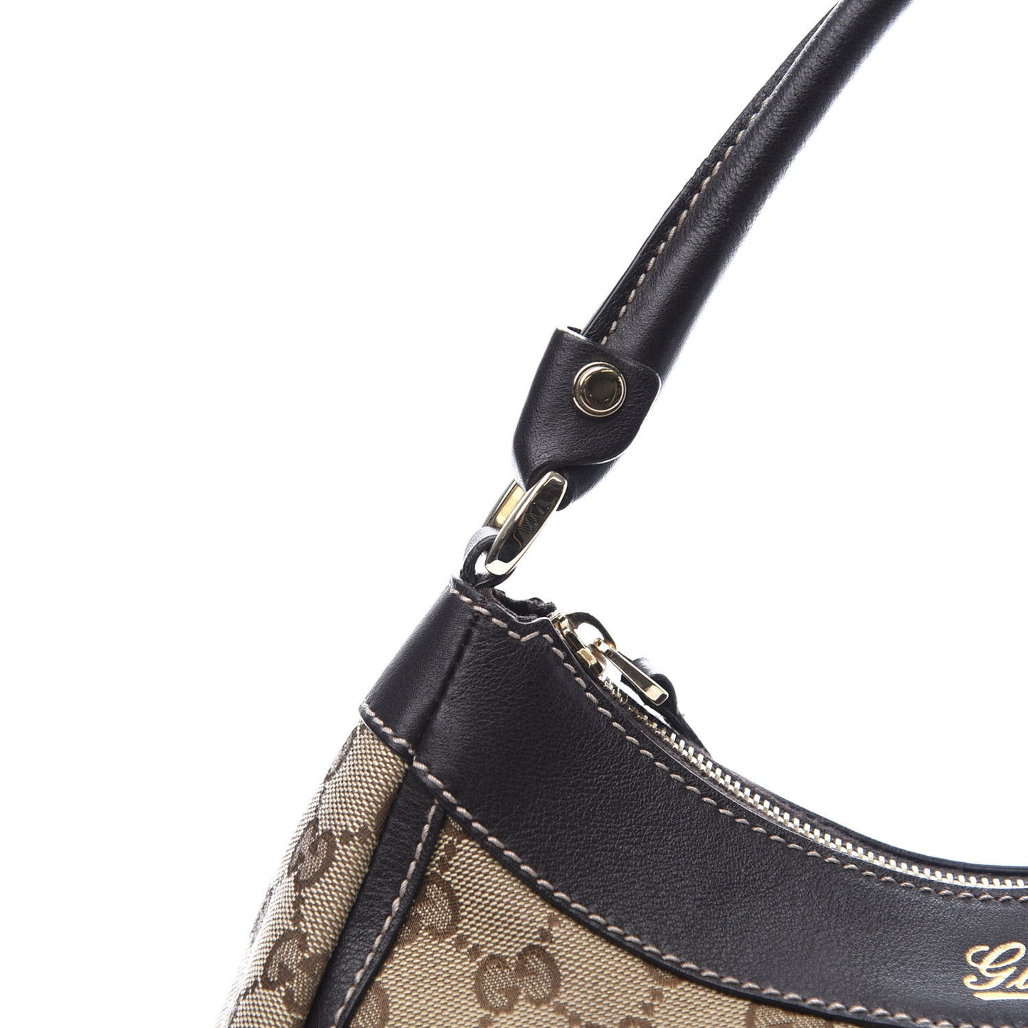 Monogram Medium D Gold Ring Hobo Dark Brown