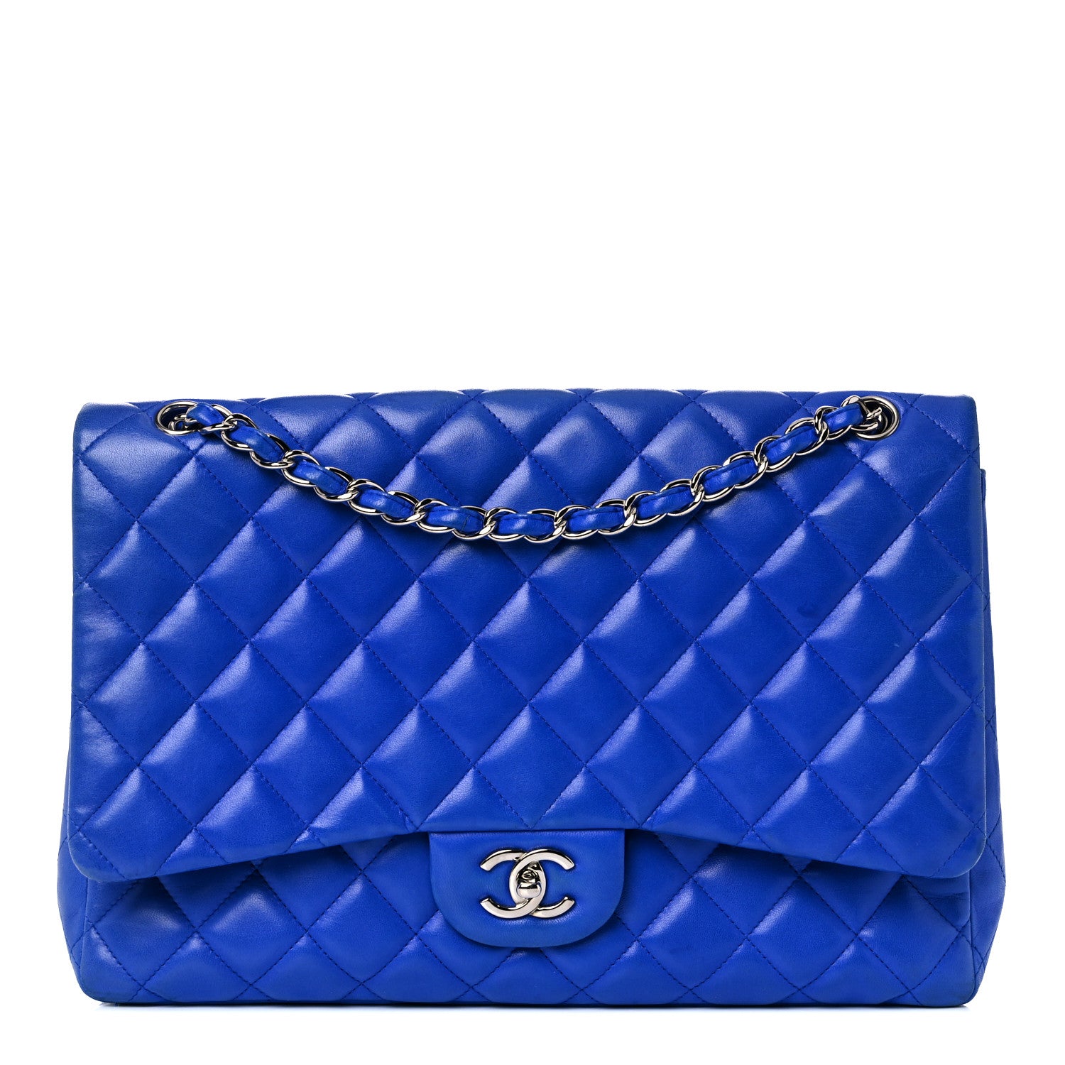 Chanel Lambskin Quilted Maxi Single Flap Blue 1 of 20