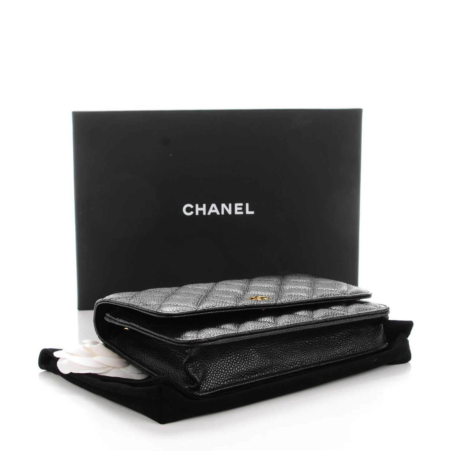 Caviar Quilted Wallet On Chain WOC Black