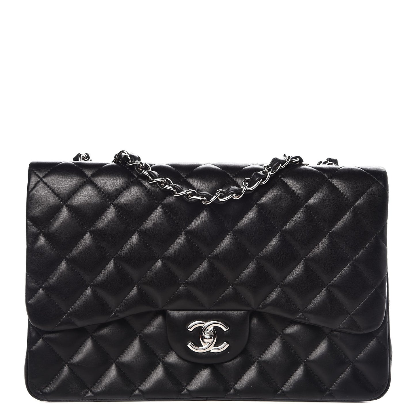Lambskin Quilted Jumbo Single Flap Black