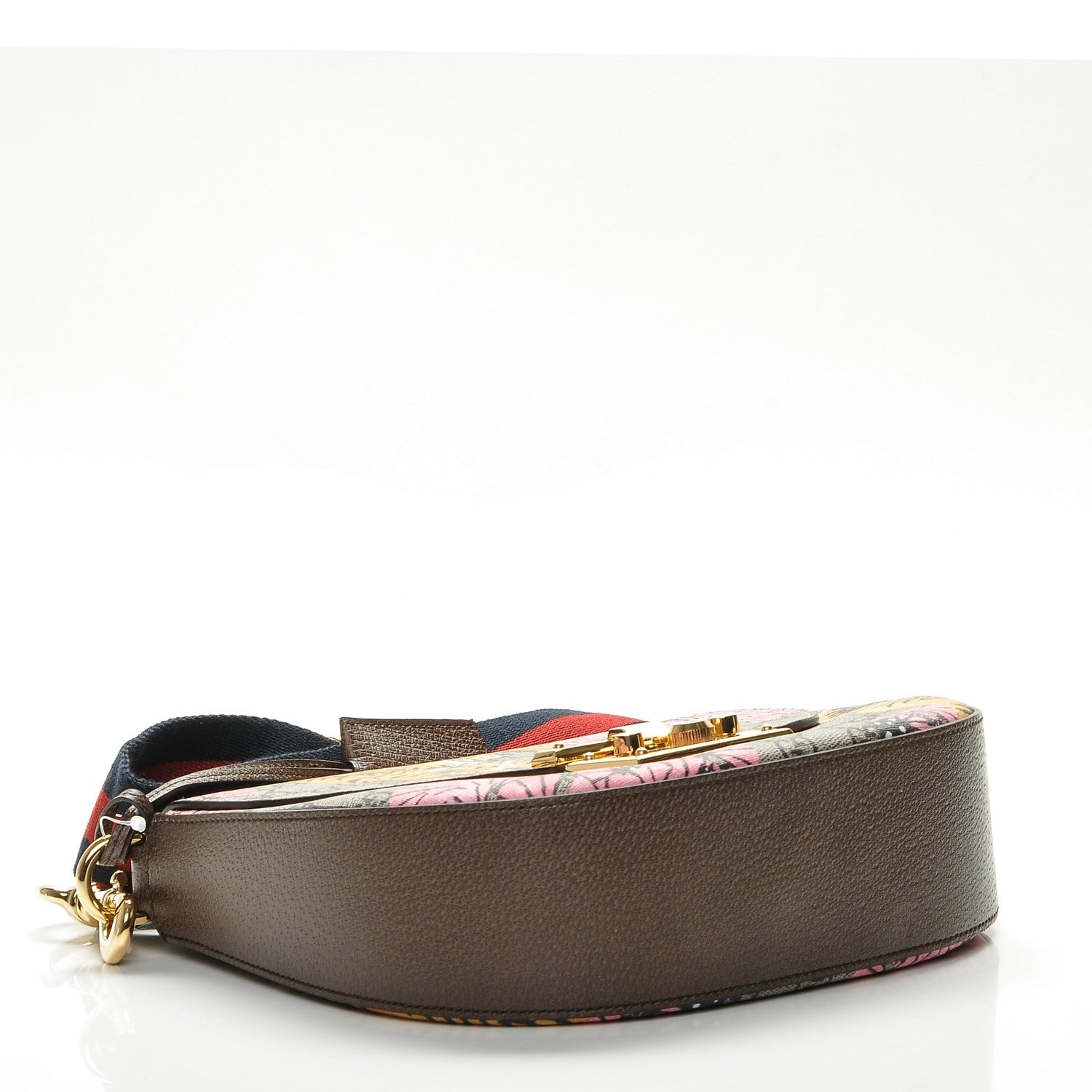 Gucci GG Supreme Monogram Bengal Web Medium Padlock Messenger Shoulder Bag Beige Pink 4 of 7
