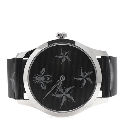 Gucci Stainless Steel Calfskin 38mm G-Timeless Bee Star Hologram Quartz Watch Black 4 of 8