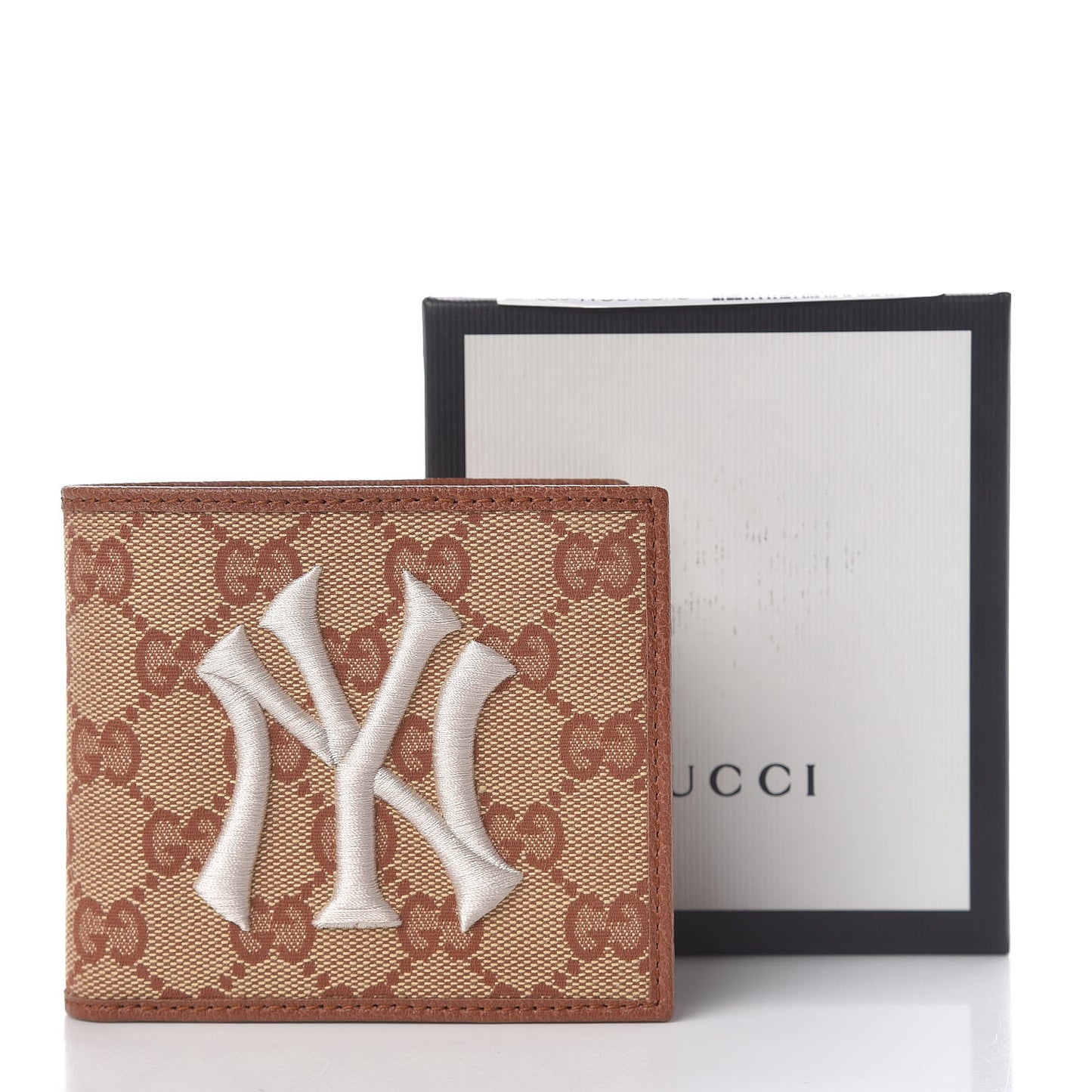 X MLB Monogram NY Yankees Bi-Fold Wallet Beige Ruggine Ivory