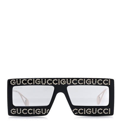 Gucci Acetate Crystal Mask-Frame Sunglasses GG0431S Black 2 of 8