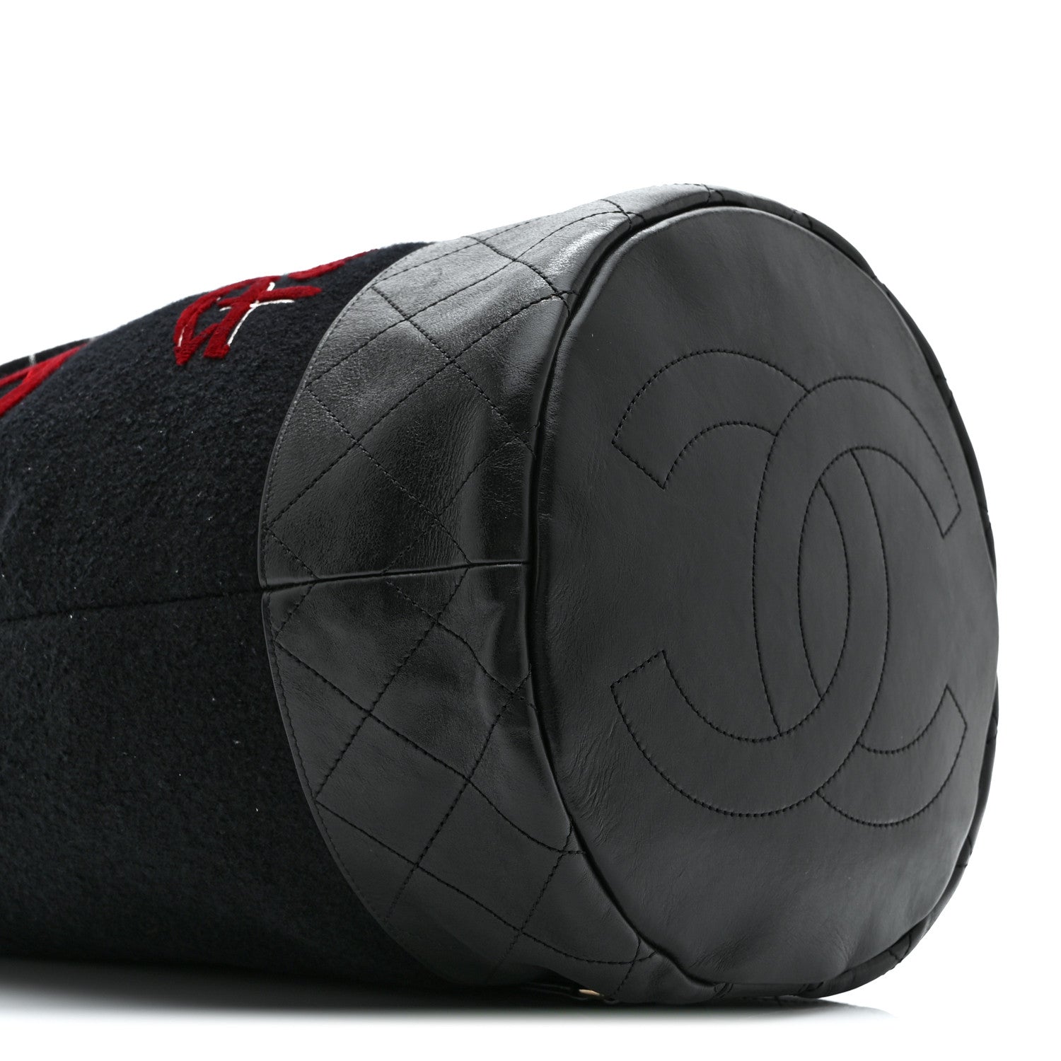 Chanel Wool Calfskin Embroidered Paris Hamburg Drawstring Backpack Black 9 of 10