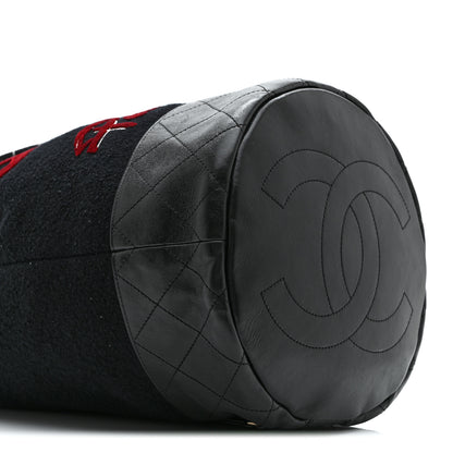 Chanel Wool Calfskin Embroidered Paris Hamburg Drawstring Backpack Black 9 of 10