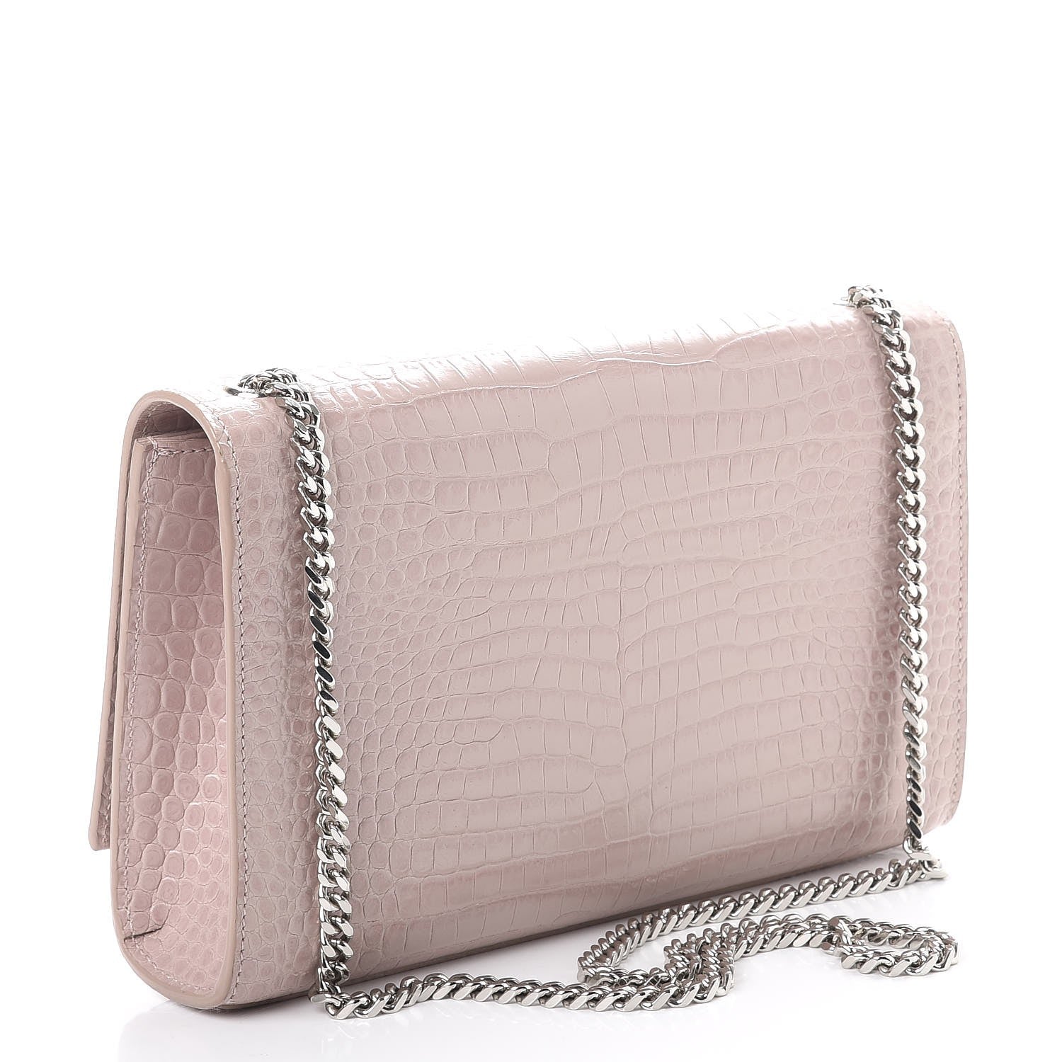 Saint Laurent Calfskin Crocodile Embossed Medium Classic Monogram Kate Tassel Satchel Powder Pink 3 of 11