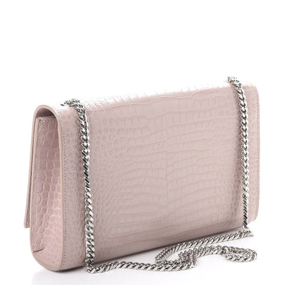 Saint Laurent Calfskin Crocodile Embossed Medium Classic Monogram Kate Tassel Satchel Powder Pink 3 of 11