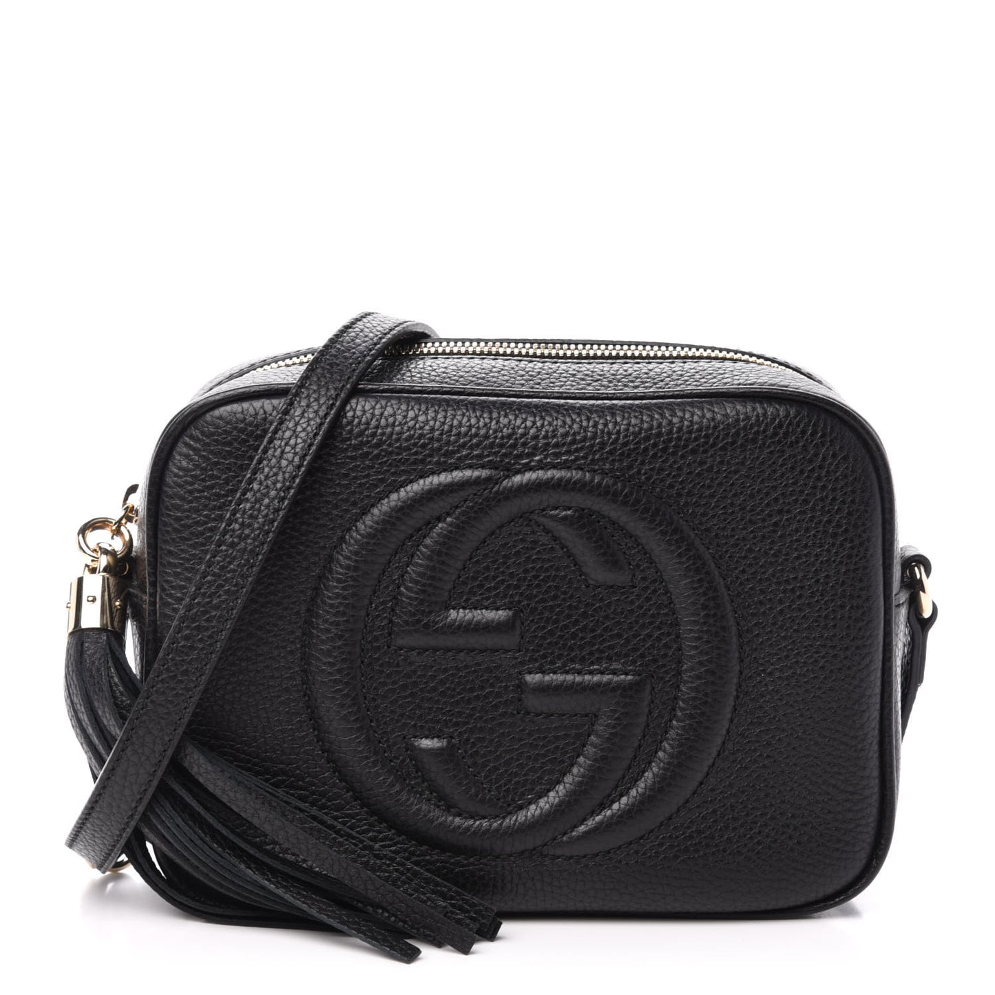 Pebbled Calfskin Small Soho Disco Bag Black