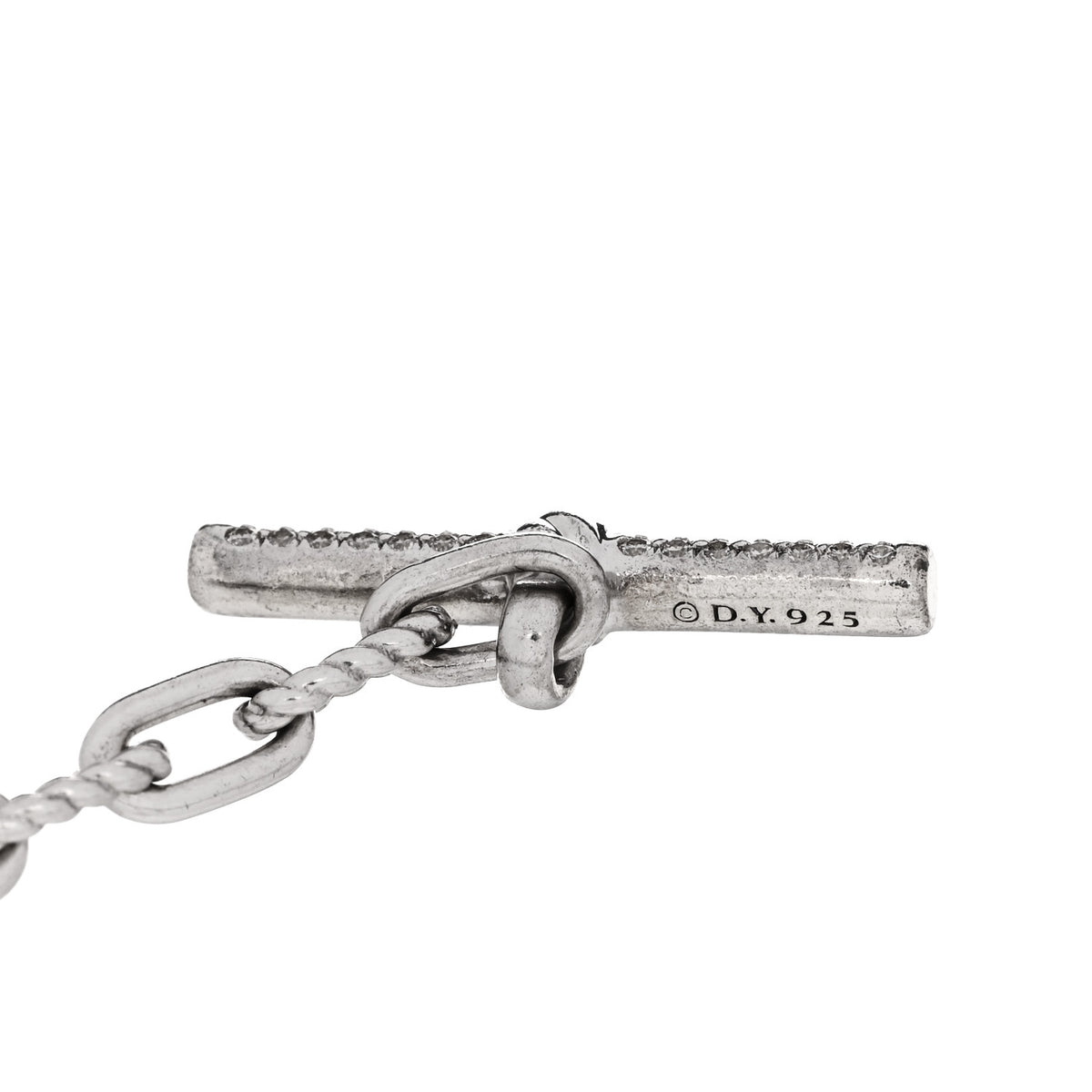Sterling Silver Diamond DY Madison Pave Toggle Chain Bracelet