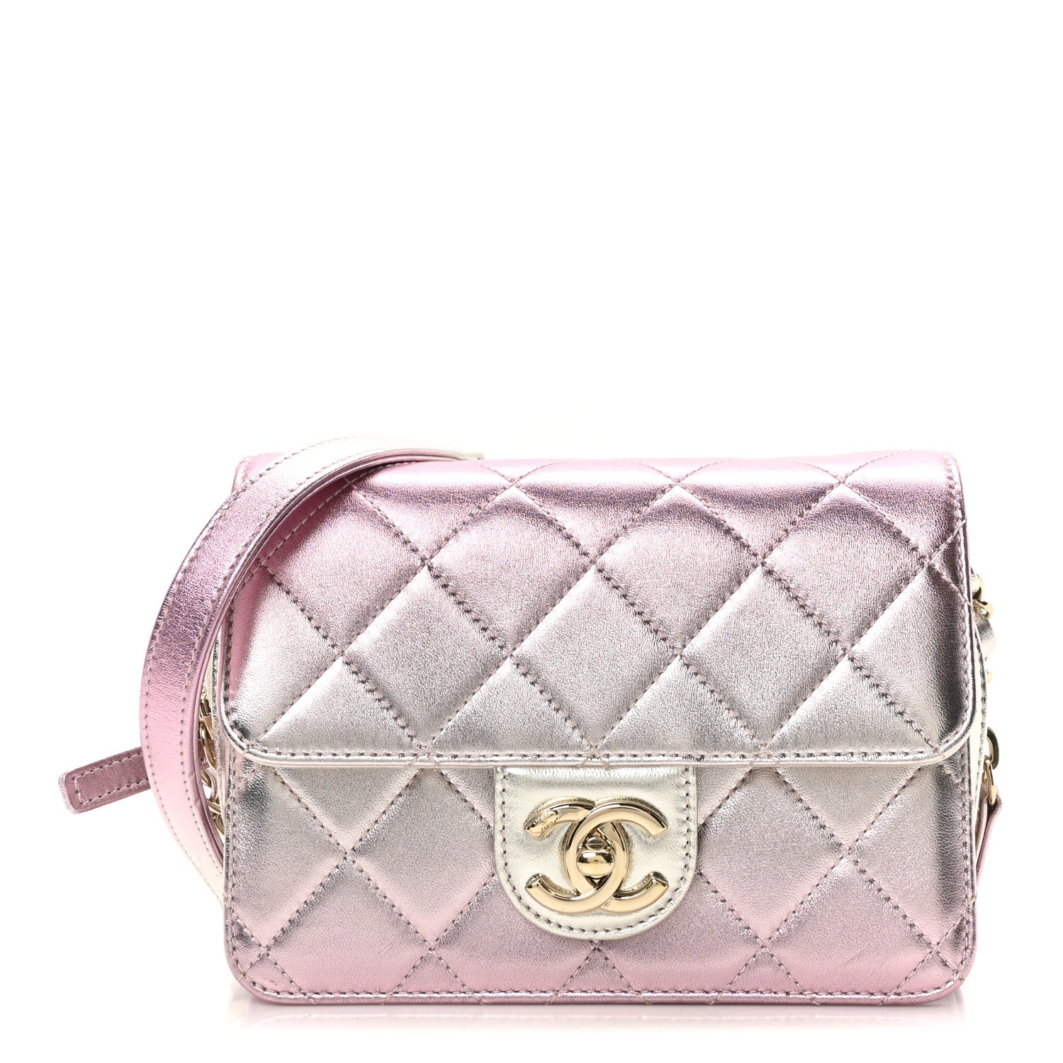 Chanel Metallic Lambskin Like A Wallet Flap Golden Pink 1 of 19