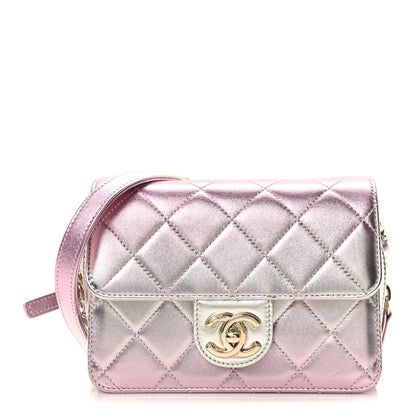 Chanel Metallic Lambskin Like A Wallet Flap Golden Pink 1 of 19