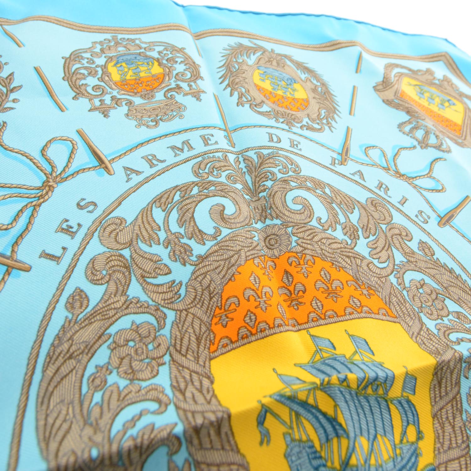 Hermes Silk Les Armes de Paris Pocket Square Scarf 3 of 6