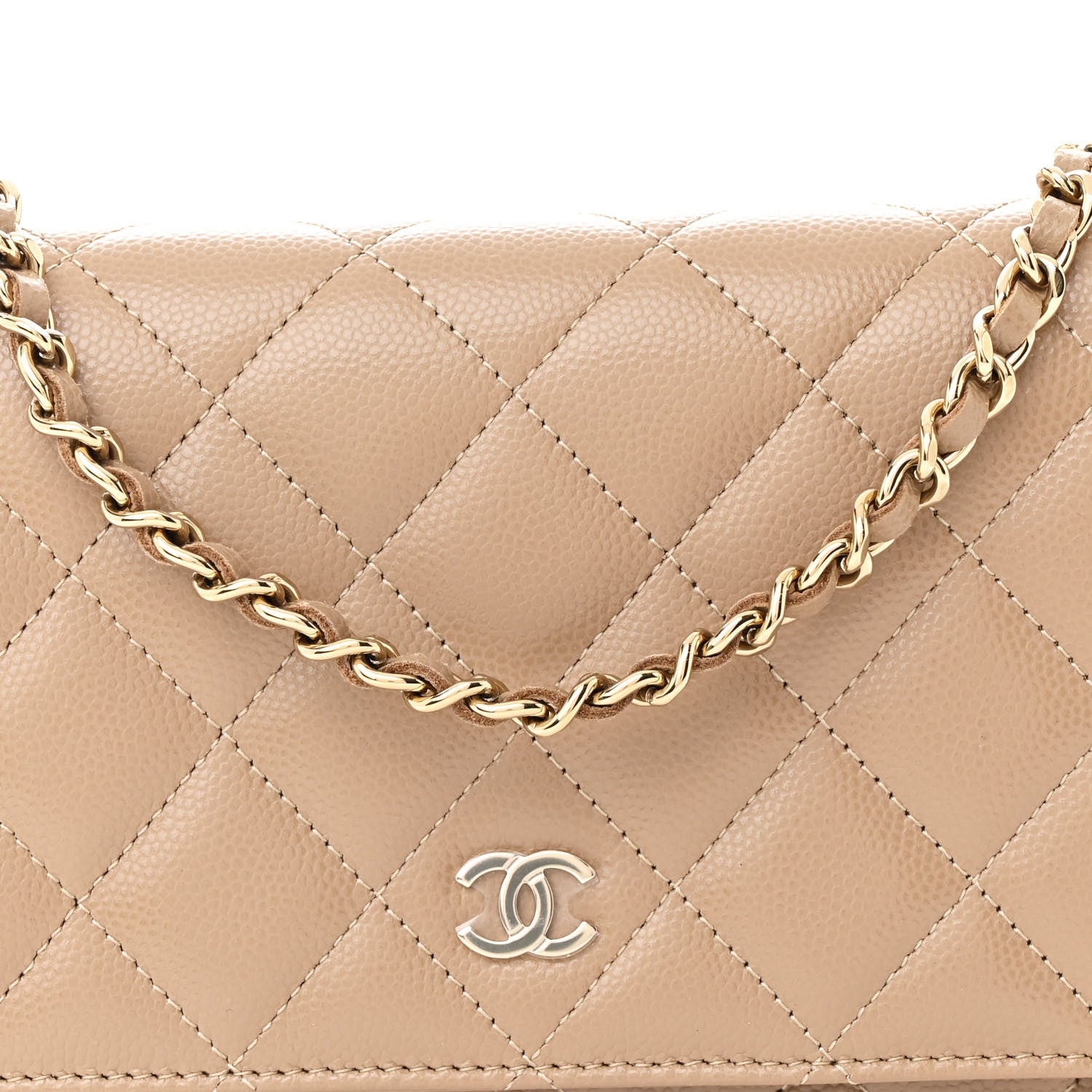 Chanel Caviar Quilted Wallet on Chain WOC Dark Beige 9 of 12