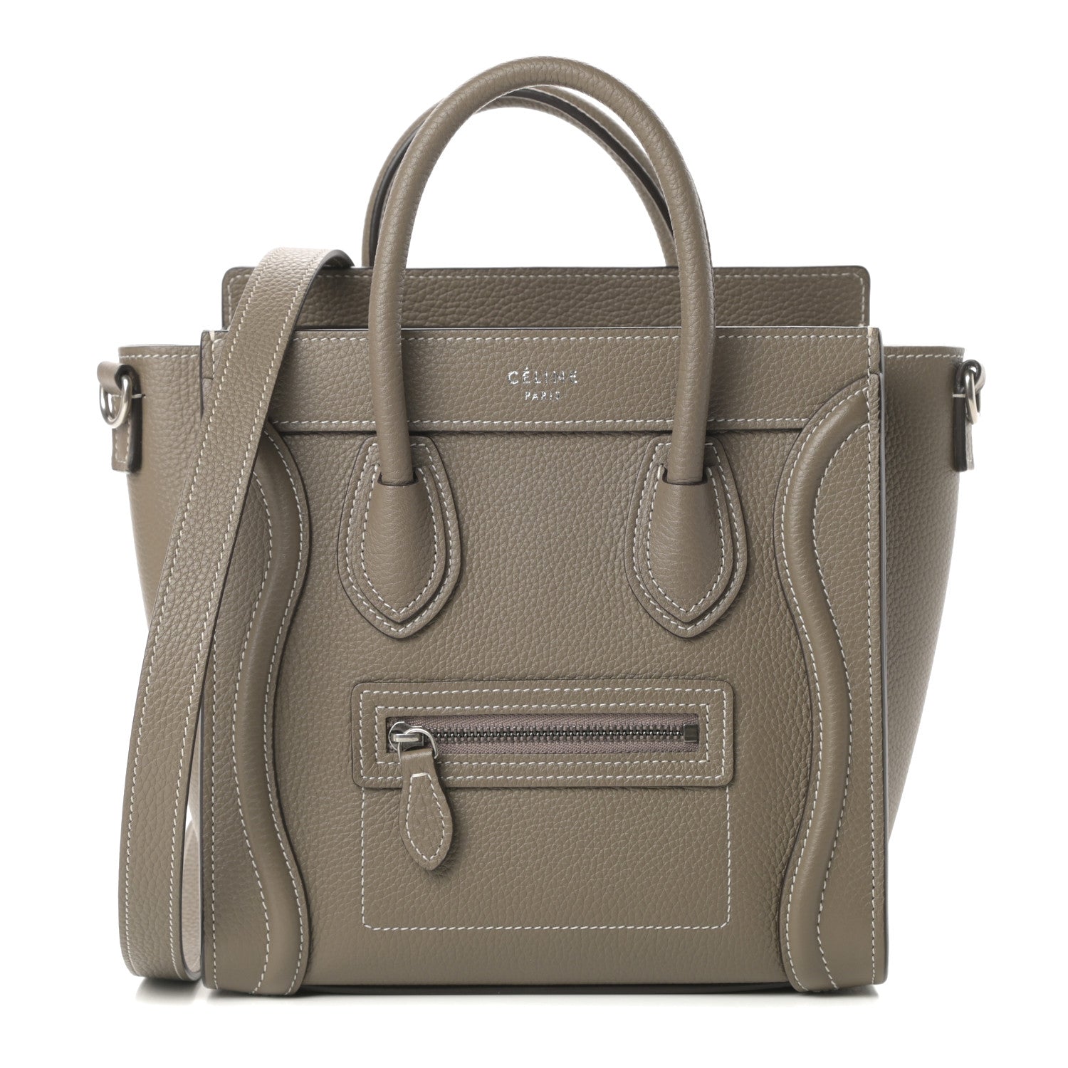 Celine Drummed Calfskin Nano Luggage Souris 1 of 12