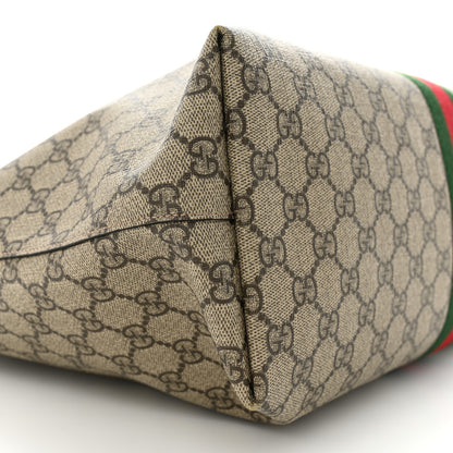 Gucci GG Supreme Monogram Textured Calfskin Web Medium Ophidia Shopping Tote Beige Ebony New Acero 9 of 10