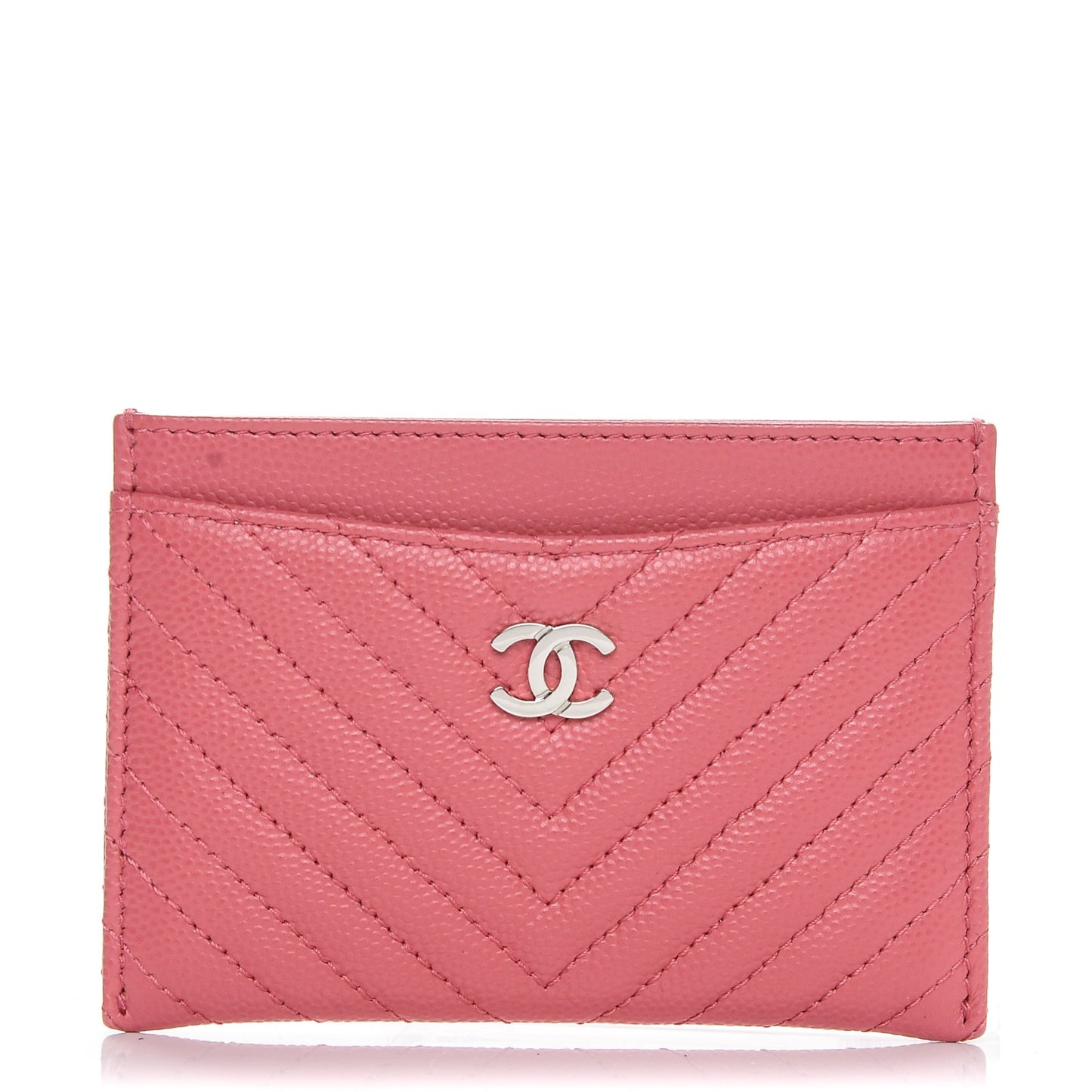 Caviar Chevron Quilted Card Holder Pink