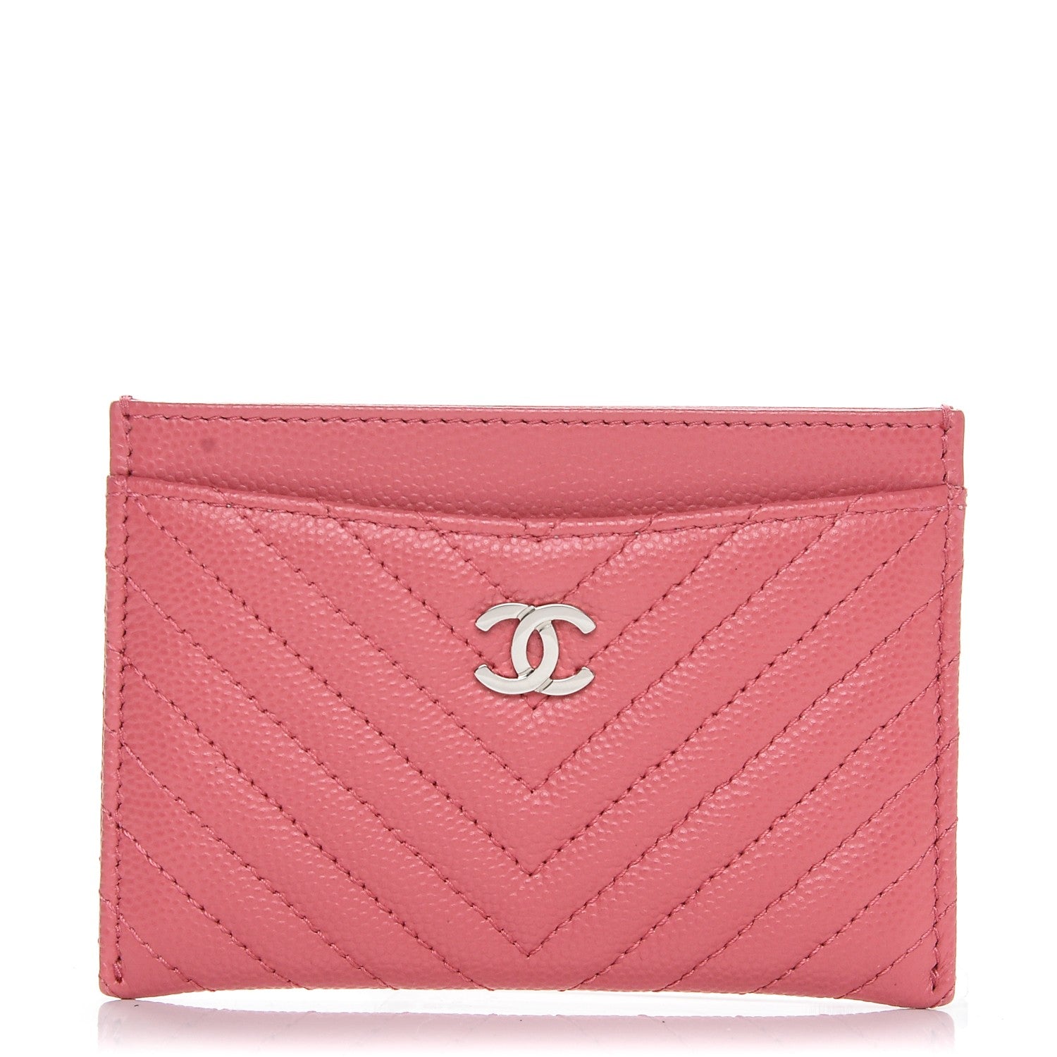 Chanel Caviar Chevron Quilted Card Holder Pink 1 of 7