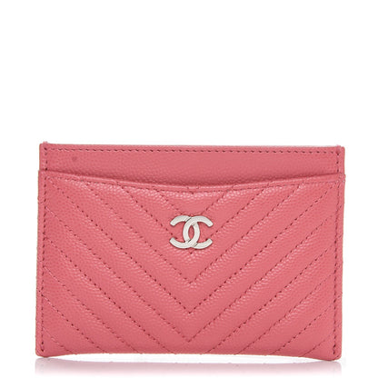 Chanel Caviar Chevron Quilted Card Holder Pink 1 of 7
