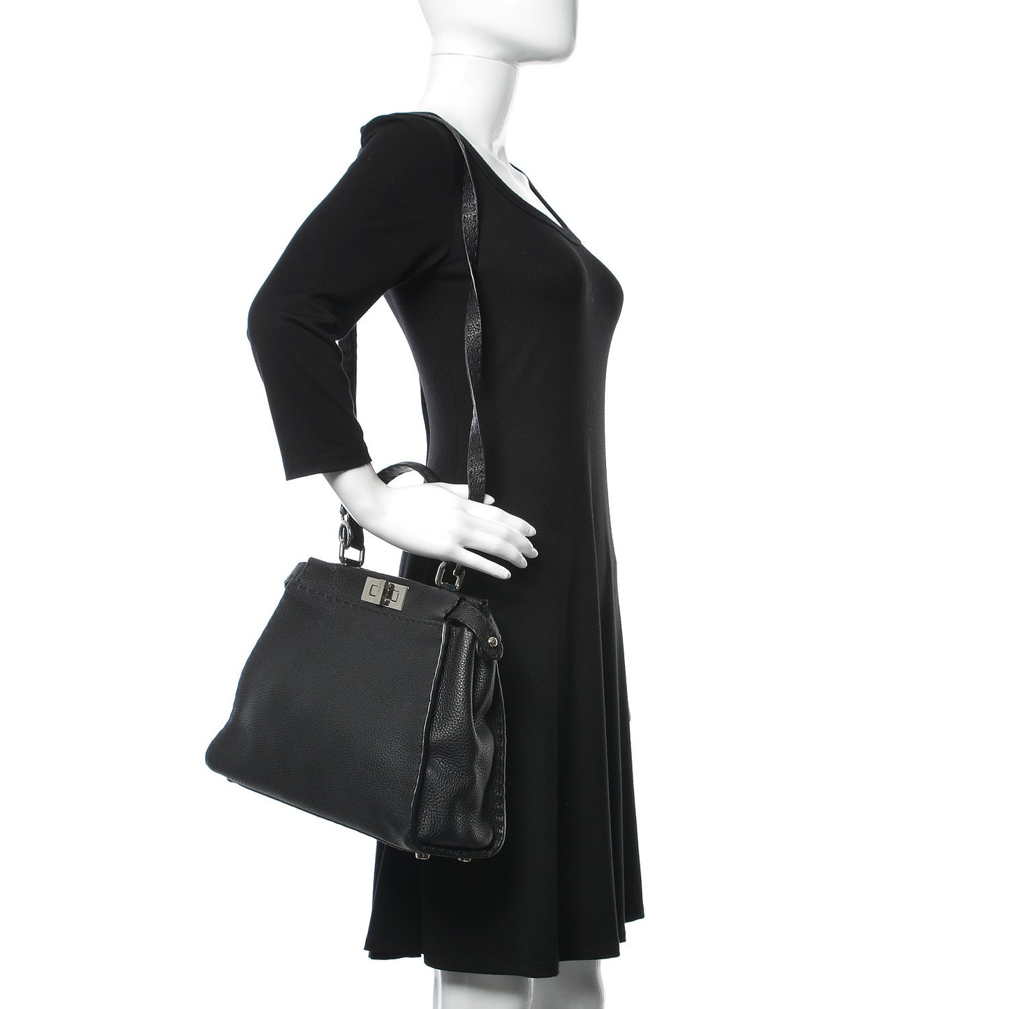 Cuoio Romano Selleria Bi-Color Medium Peekaboo Iconic Satchel Black Mou