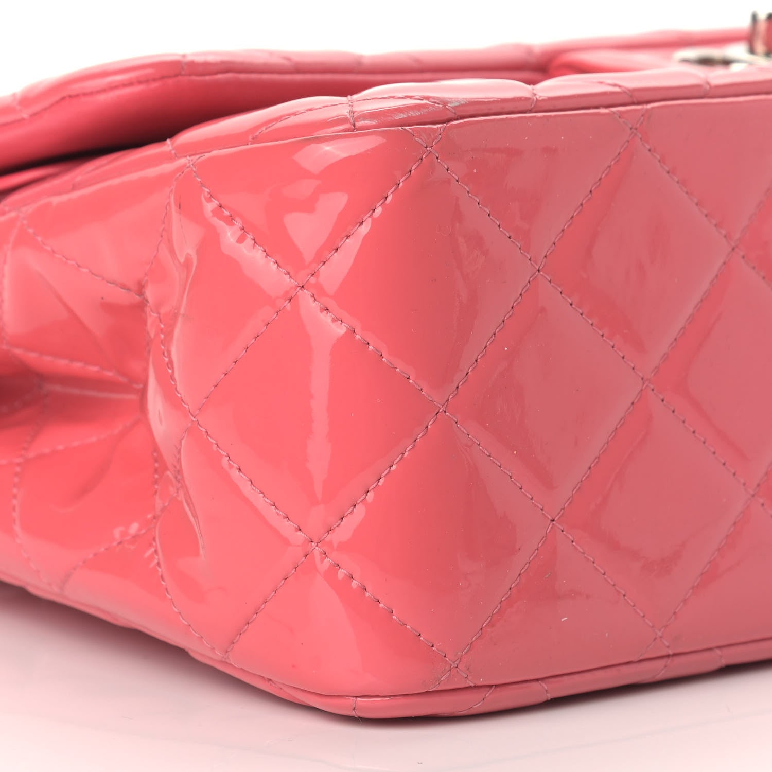 Chanel Patent Quilted Jumbo Double Flap Pink 8 of 14