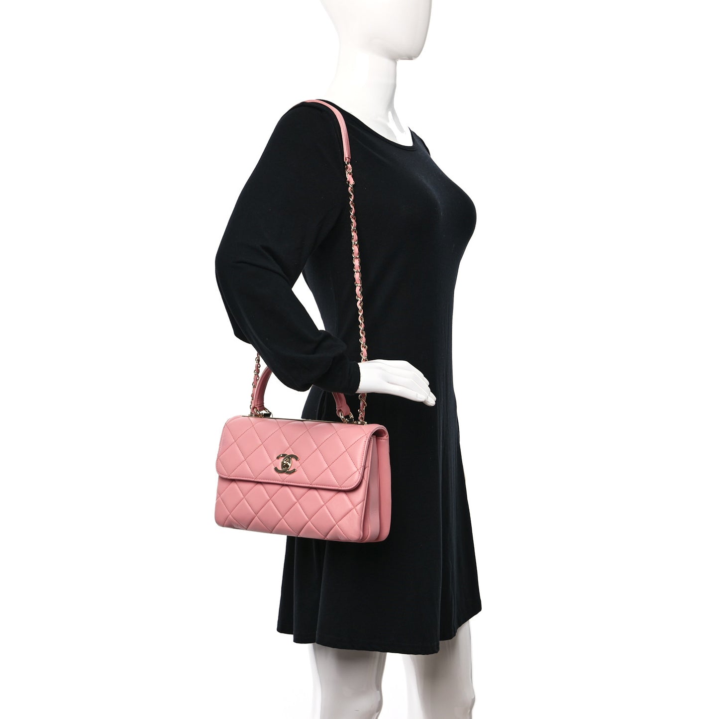 Lambskin Quilted Small Trendy CC Flap Dual Handle Bag Light Pink