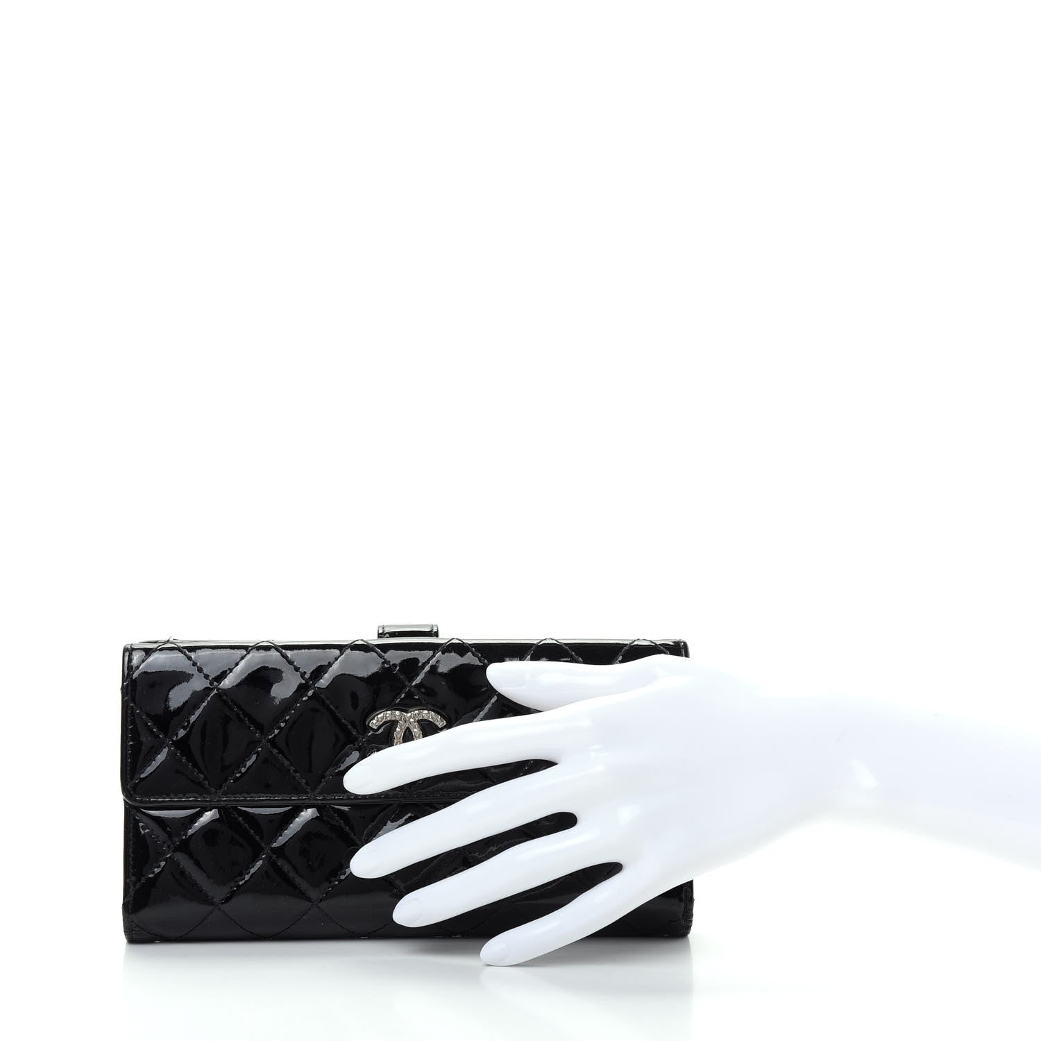 Chanel Patent Quilted Large Brilliant Flap Wallet Black 2 of 8