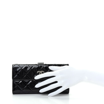 Chanel Patent Quilted Large Brilliant Flap Wallet Black 2 of 8