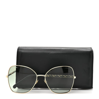 Chanel Metal Calfskin Butterfly Pearl Chain Sunglasses 4274Q Gold Green 8 of 8
