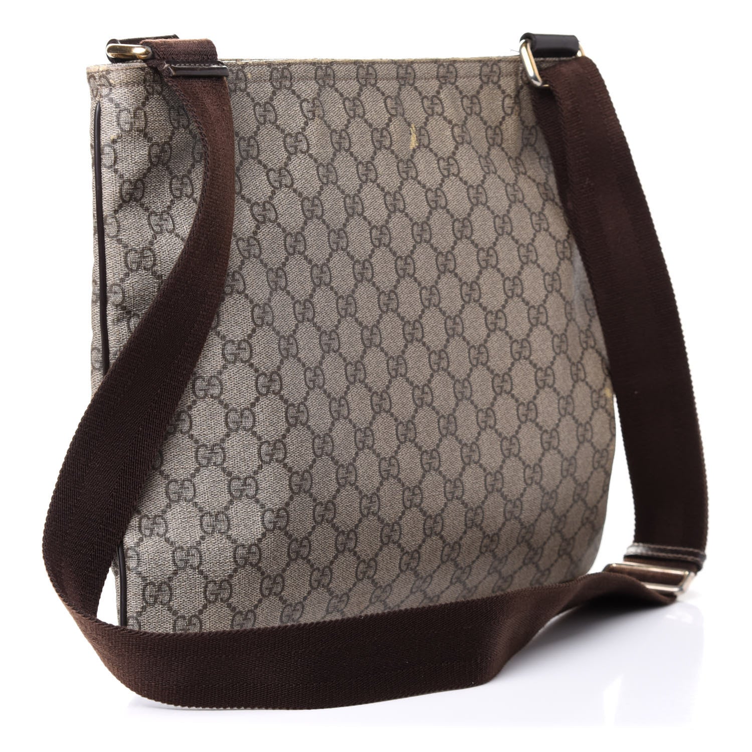 Gucci GG Supreme Monogram Medium Flat Messenger Bag Dark Brown 3 of 13